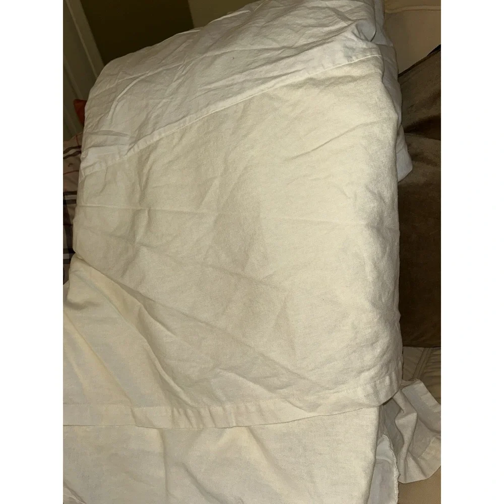 Cream Pottery Barn Bedskirt Linen King - 14